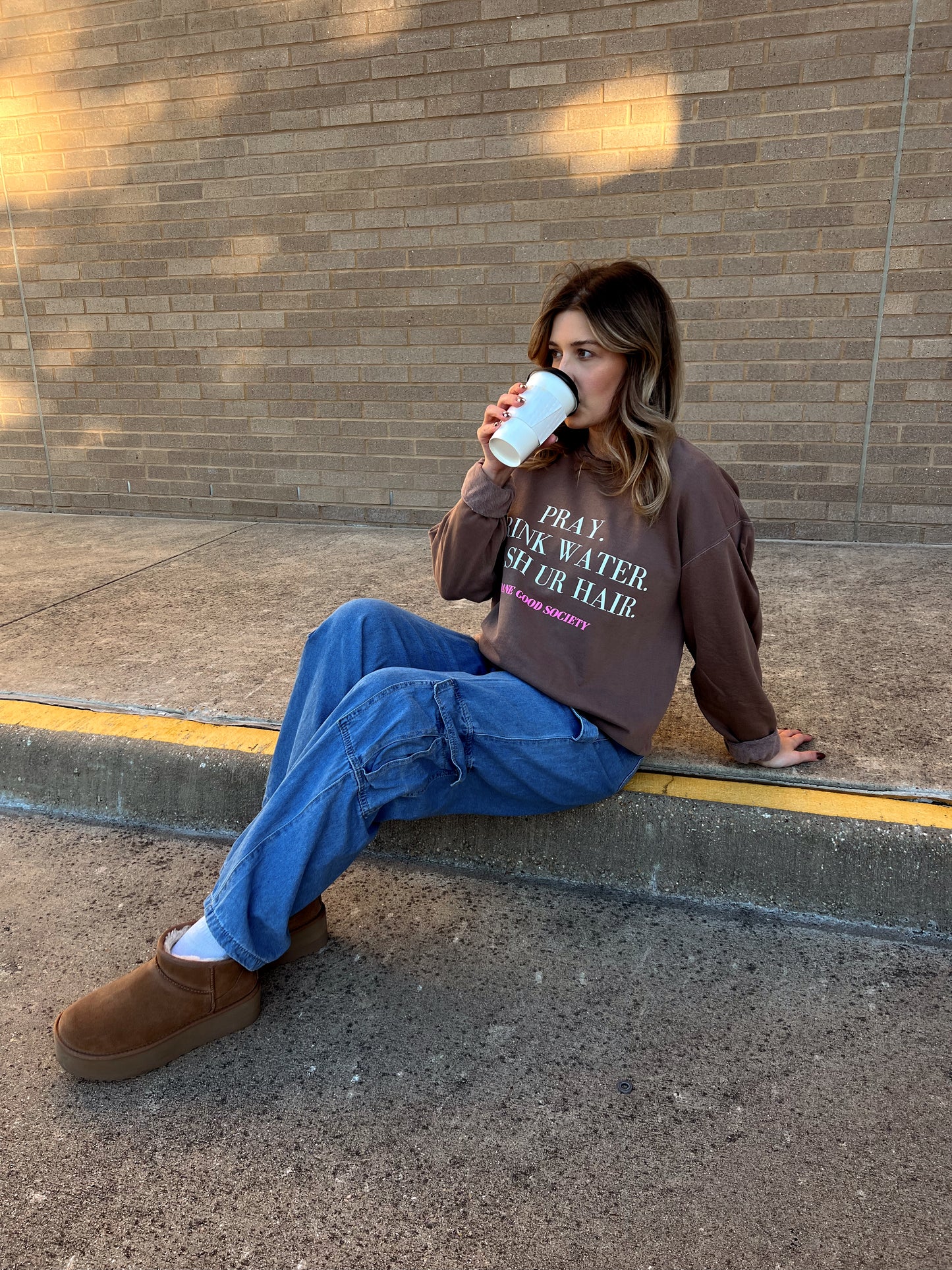 PRAY. DRINK WATER. WASH UR HAIR. CREWNECK